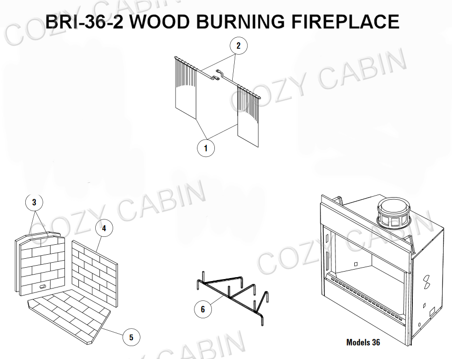 Superior Standard Series Wood Burning Fireplace with Radiant Heat (BRI-36-2) #BRI-36-2